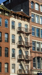 The New York city view with the skyscrapers and old buildings as background