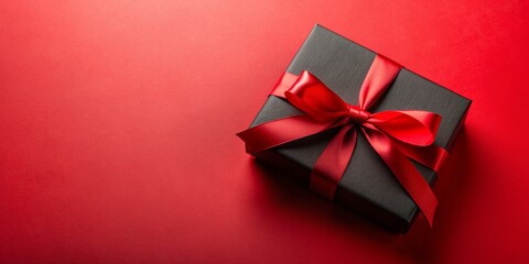 A Simple background with a gift box and ribbon