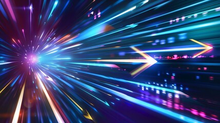 Dynamic blue arrow speed on abstract background: advanced communication data transfer technology concept with modern digital effects and high-speed connectivity visuals

