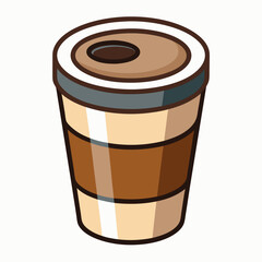 Brown mug with coffee illustration. Vector illustration