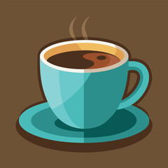 Brown mug with coffee illustration. Vector illustration
