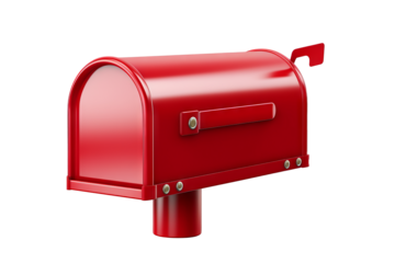 Red mailbox object with detailed design isolated on transparent background for versatile use in graphic design projects and digital artworks