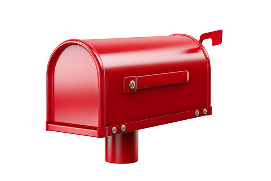 Red mailbox object with detailed design isolated on transparent background for versatile use in graphic design projects and digital artworks