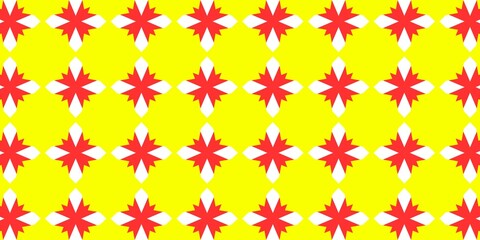 Seamless floral pattern with stars in pink and vintage colors, featuring flowers, snowflakes, and geometric elements