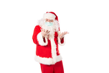 Funny Santa Claus is sick with a cold. White background.