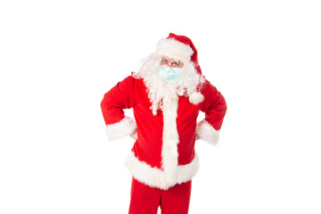 Funny Santa Claus is sick with a cold. White background.