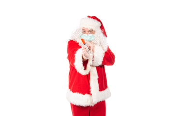 Funny Santa Claus is sick with a cold. White background.