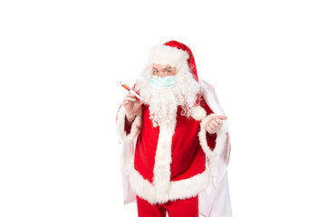 Funny fat Santa posing in the studio.