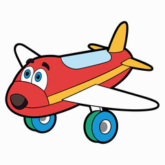 Airplane cartoon character with big eyes isolated illustration