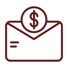 Donation Envelope Vector Line Maroon Icon Design