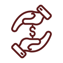 Hand Giving Vector Line Maroon Icon Design