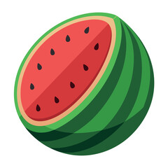Cute little watermelon, illustration, vector on white background.