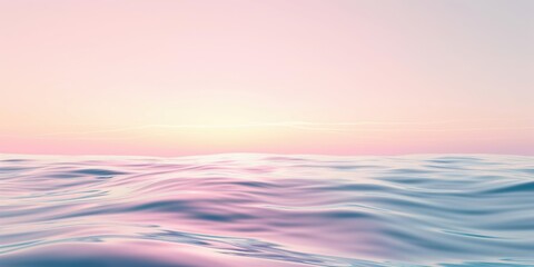 Obraz premium A serene pastel ocean at sunrise, with gentle waves and soft, calming colors creating a tranquil scene