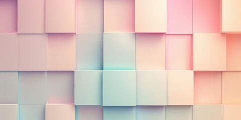 Abstract pattern of pastel cubes in various sizes, creating a harmonious and modern design