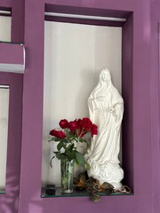 Close-Up of Blessed Virgin Mary Statue - Capturing the Sacred Details of Our Lady