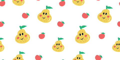 A fruit seamless pattern. flat vector illustration. Template for Notebook covers, pattern for wallpapers, textile or nature background. hand-drawn vector elements. Healthy natural vitamin food