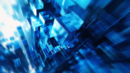 Blue geometric shape abstract technology background: modern digital design featuring intricate patterns and shapes representing innovation, futuristic concepts, and high-tech imagery


