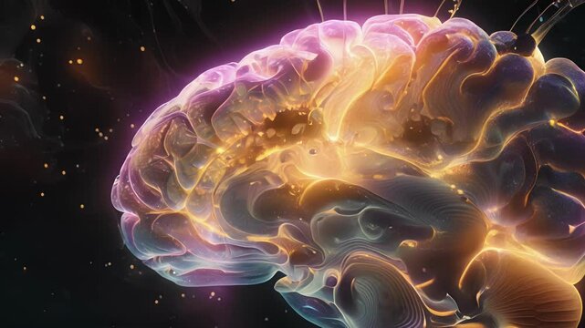 Horizontal section of the brain depicting the distribution of oligodendrocytes and their myelin sheaths in specialized areas involved in motor coordination and sensory processing.