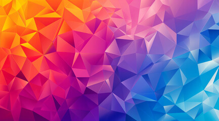 A vibrant and colorful background featuring geometric shapes in various shades of blue, purple, pink, orange, teal, and red.