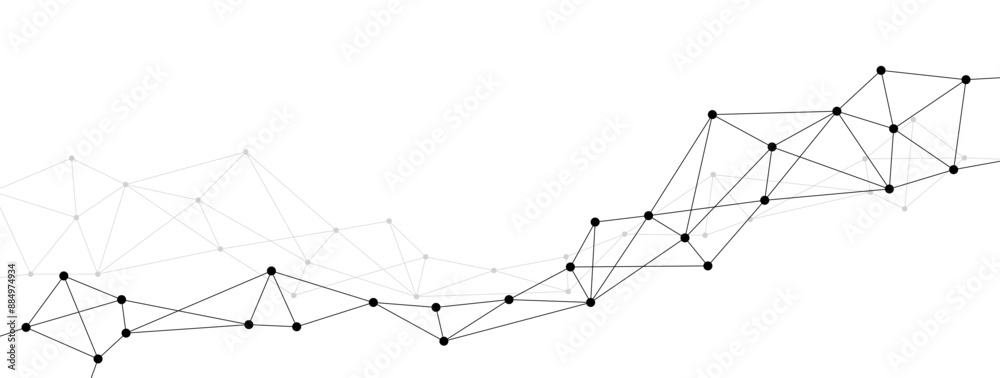 Poster Network polygonal connect lines and dots background template. Technology data transfer server global system graphic vector.