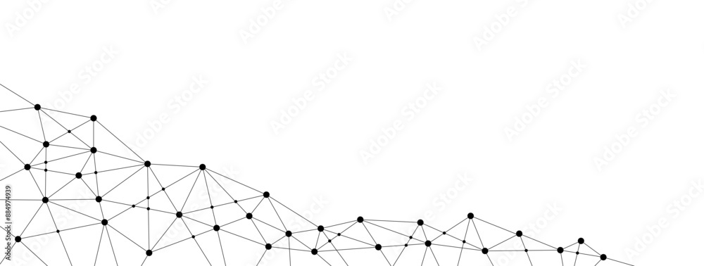 Poster Abstract network polygonal connect lines and dots background template. Technology data transfer server global system graphic vector.