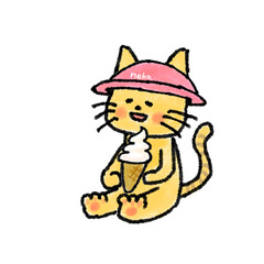 あいすねこ　ピンクハット