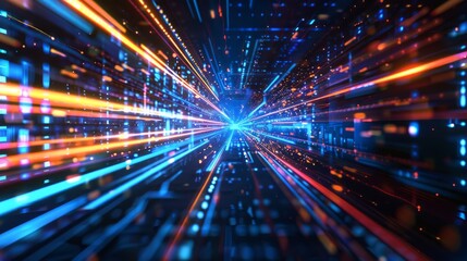 Fototapeta premium Abstract technology background featuring dynamic data connection speed lines and digital patterns in a modern network environment