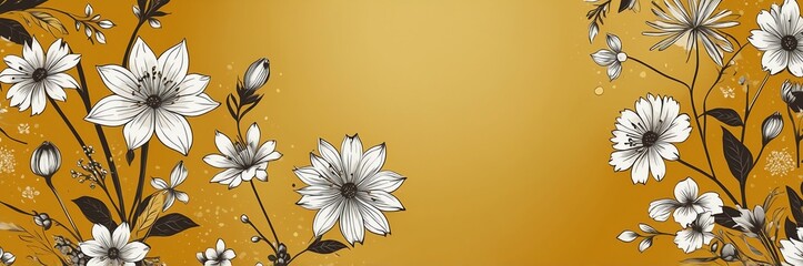 mini gold flowers theme border and yellow background website banner