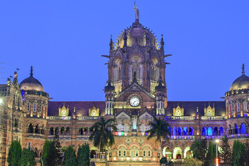 Fototapeta premium Chhatrapati Shivaji Terminus is a UNESCO World Heritage Site and an historic railway station in Mumbai, India.