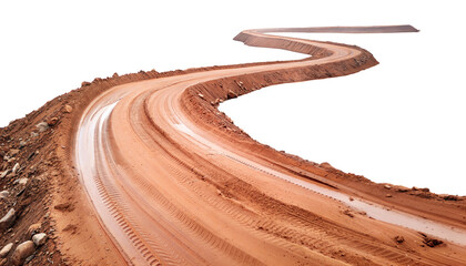 village curved sand or mud road  isolated on transparent background . PNG, cutout, or clipping path.	


