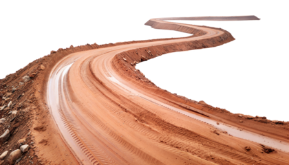 village curved sand or mud road  isolated on transparent background . PNG, cutout, or clipping path.	

