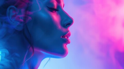 Ethereal Beauty in Neon Colors: Surreal Dreamscape Portrait Art