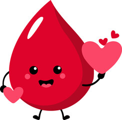 Blood Cartoon Holding Hearts
