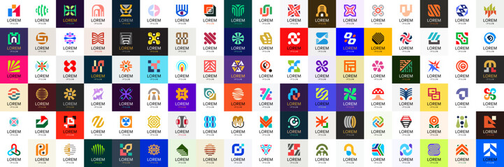 Fototapeta premium Abstract logos collection. Geometrical abstract logos. Icon design 