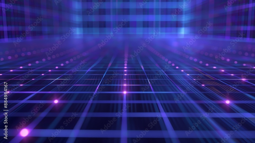 Wall mural futuristic blue digital grid background featuring advanced network technology, 3d render of high-tec