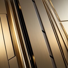 Obraz premium Abstract metallic backgrounds with sleek gold, copper, and silver tones. Futuristic geometric patterns and reflective surfaces create dynamic compositions.