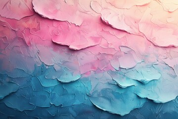 Fototapeta premium Textured pink and blue impasto painting using thick paint strokes