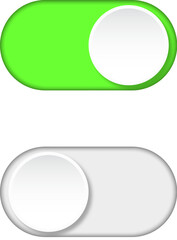 slide on and off switch buttons with green and white indicators vector illustration.
