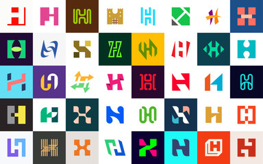 Abstract logos collection with letter H. Geometric abstract logos. Icon design