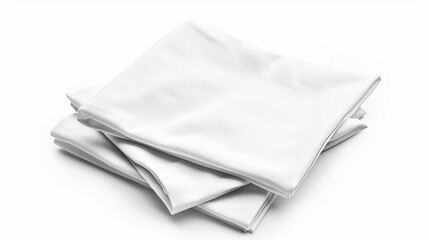 Naklejka premium White napkin with creases isolated on a white background. Folded textile towel napkin for the restaurant table. Kitchen cloth towel for branding or logo design.
