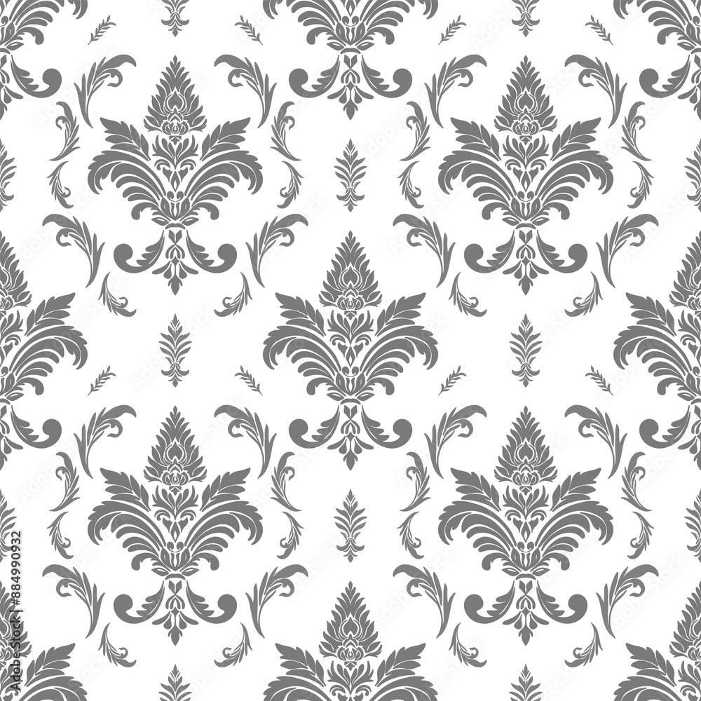 Wall mural damask seamless pattern background. Classical luxury old fashioned damask ornament, royal victorian seamless texture for wallpapers, textile, wrapping. Exquisite floral baroque template.