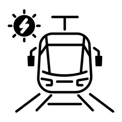Election train power by solar energy, line style icon 