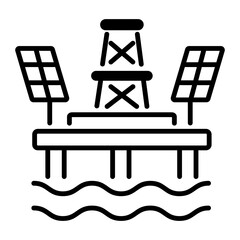 A line style icon of solar powered oil rig 