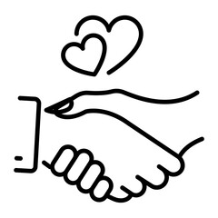 An outline style icon of holding hands 