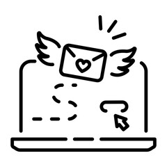 A linear icon of love letter 