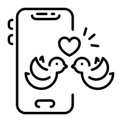 Online love birds icon in line style 