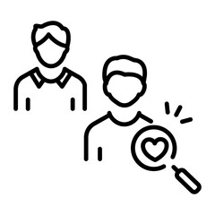 Search love icon designed in line style  