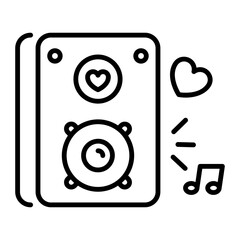 Romantic music playing in speaker, line icon 