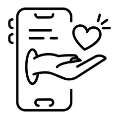 A line style icon of giving heart 