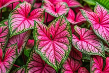 amazing colors of pink caladium flowering plants in the family Araceae